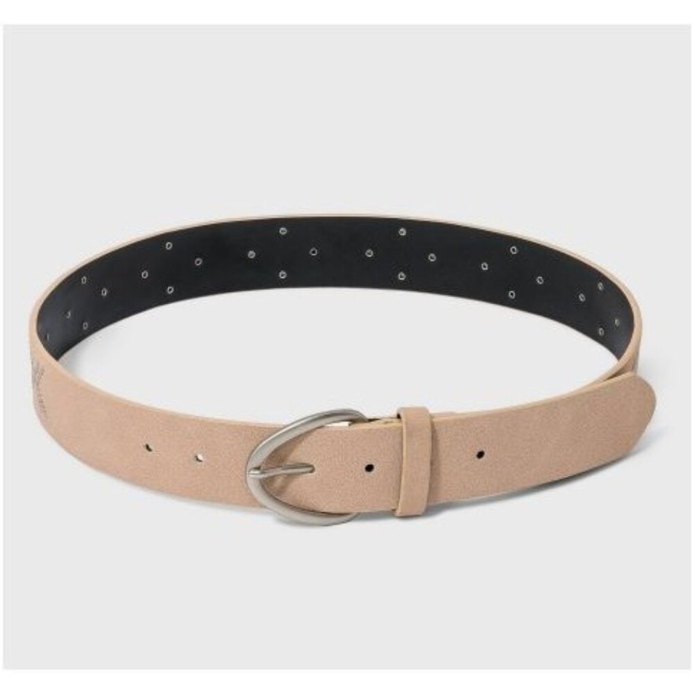 Universal Thread Women’s Small Beige Beaded Belt with Brush Nickel Accent